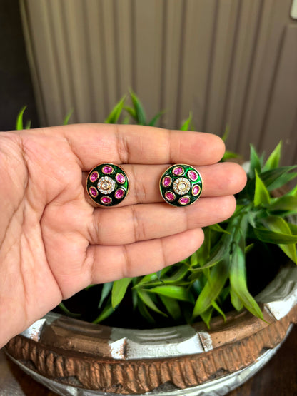 Aarna Emerald Festive Stud Earrings - 