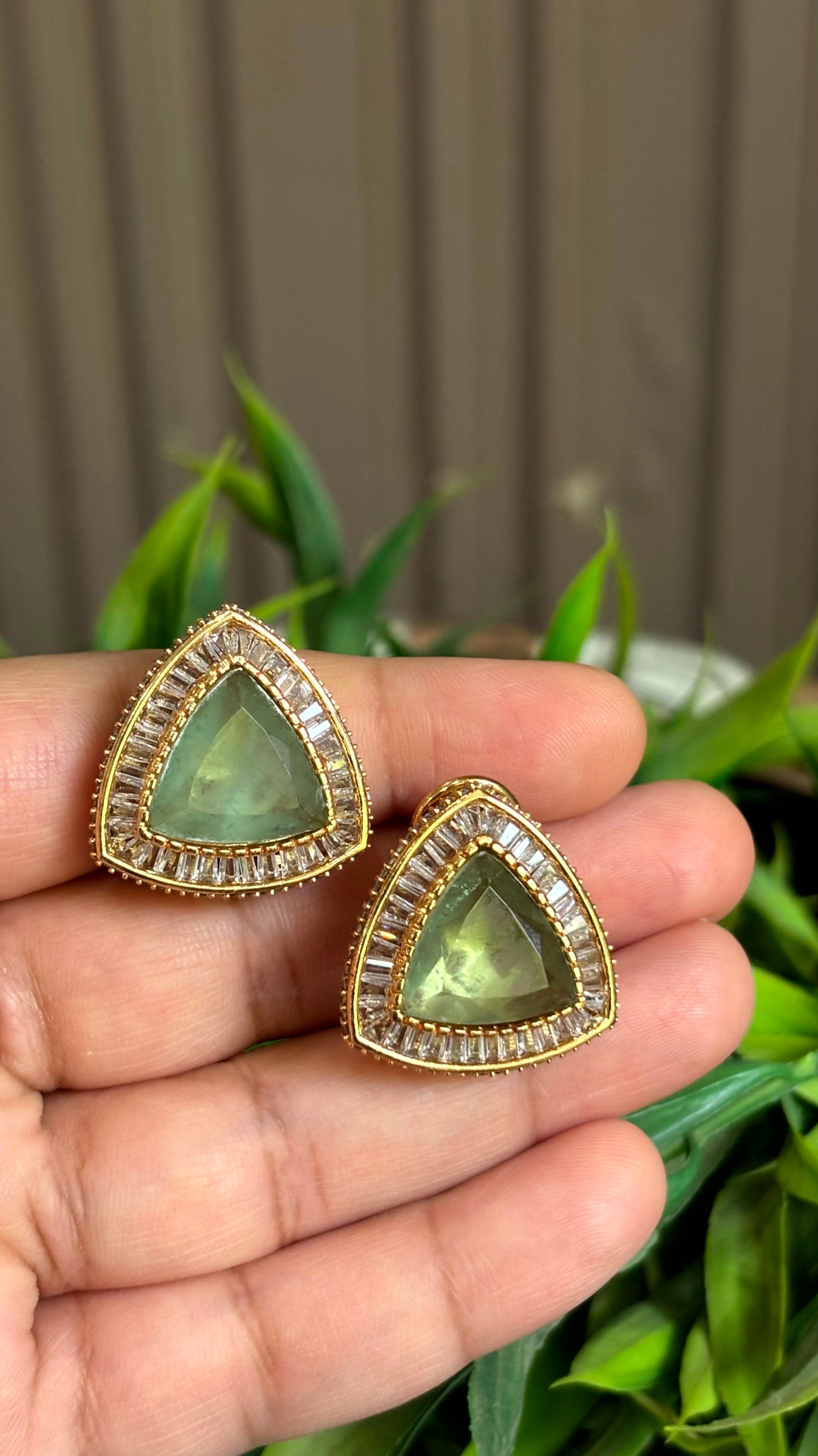 Aarohi Mint Green Stud Earrings - 