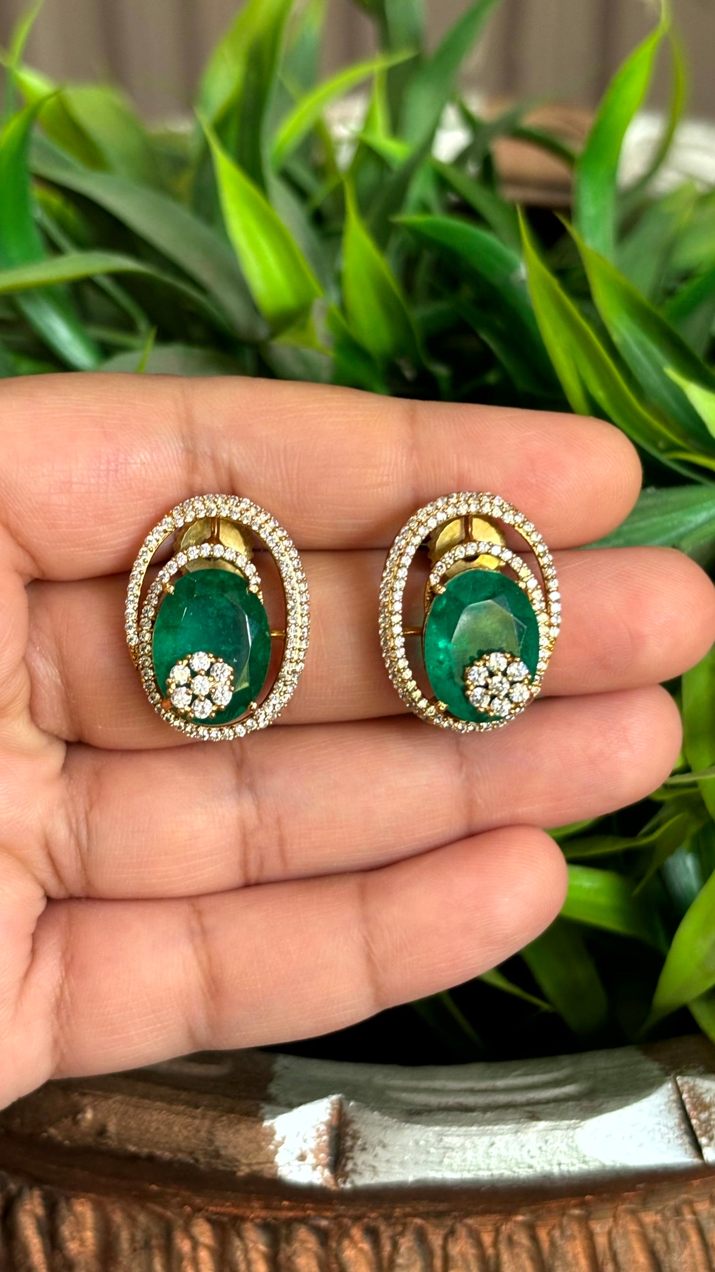 Meher Emerald AD Stud Earrings - 