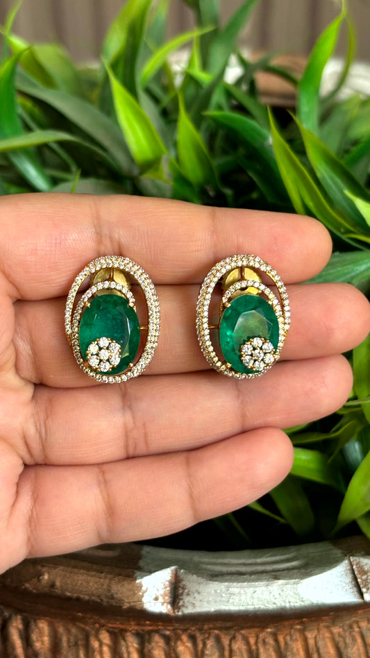 Meher Emerald AD Stud Earrings - 