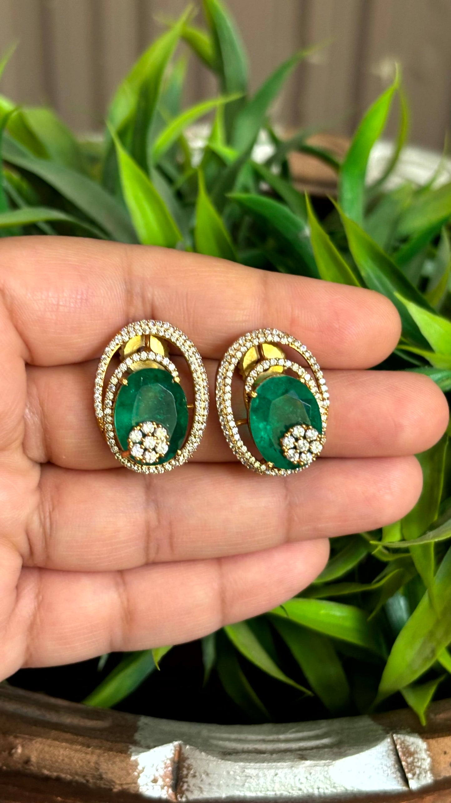 Meher Emerald AD Stud Earrings - 