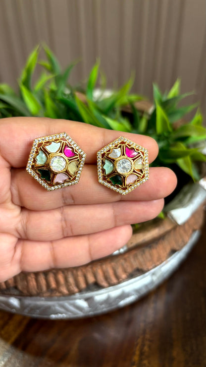 Mahira Navratna Festive Studs - 