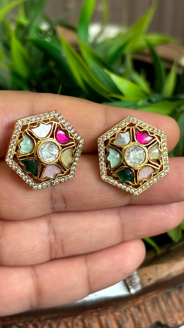 Mahira Navratna Festive Studs - 