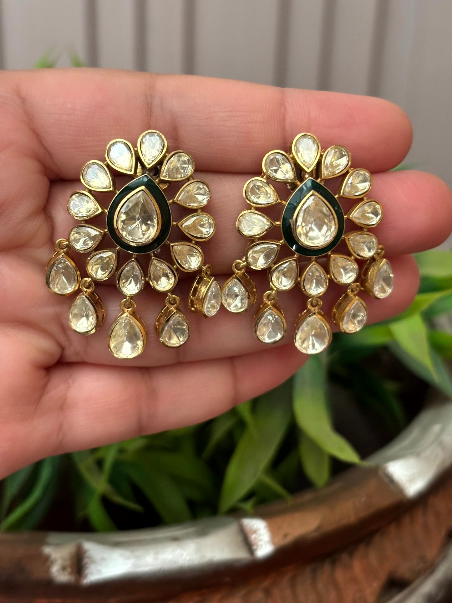 Mahira Royal Emerald Moissanite Earrings - 