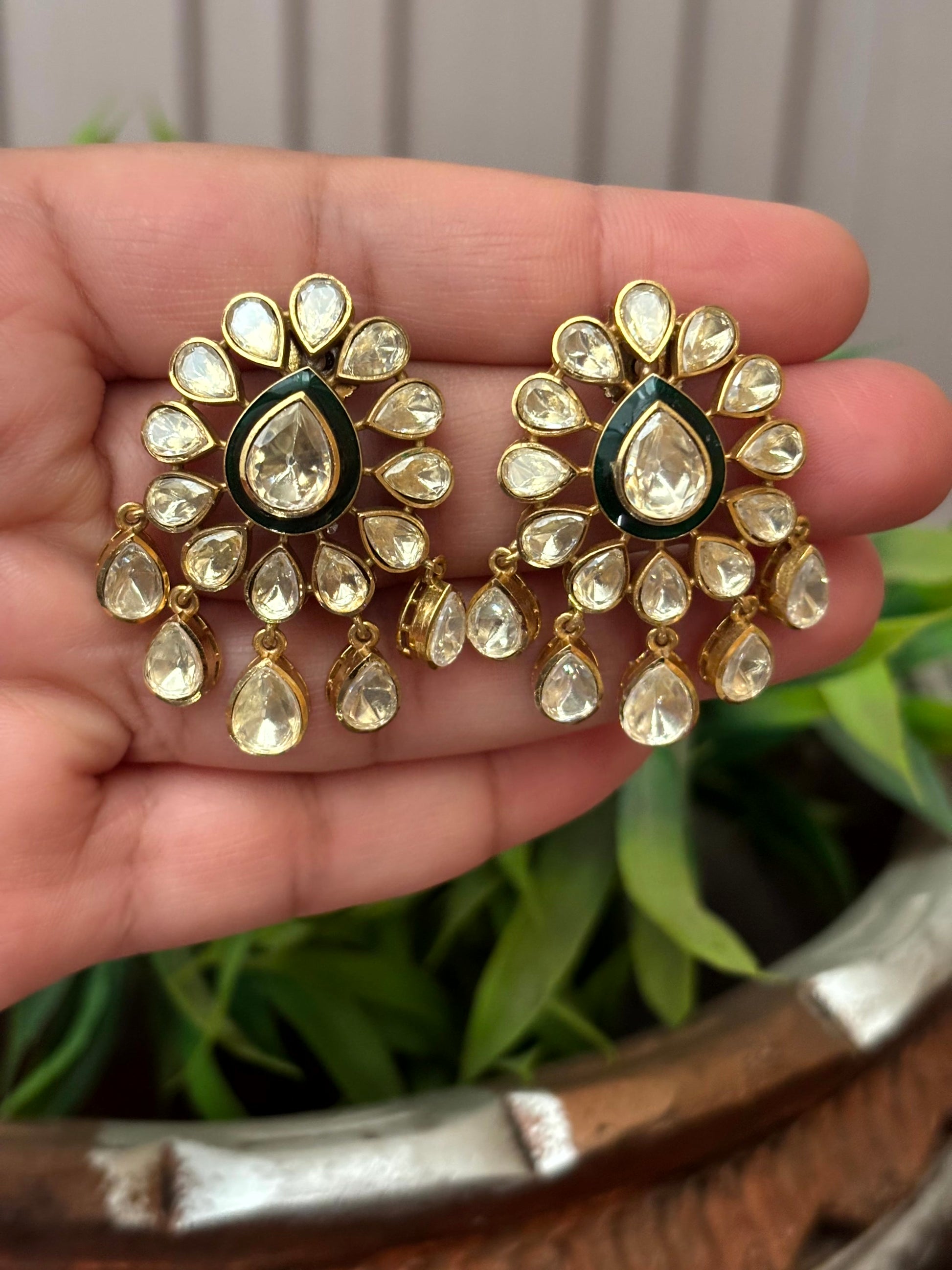 Mahira Royal Emerald Moissanite Earrings - 