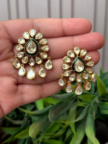 Mahira Royal Emerald Moissanite Earrings - 