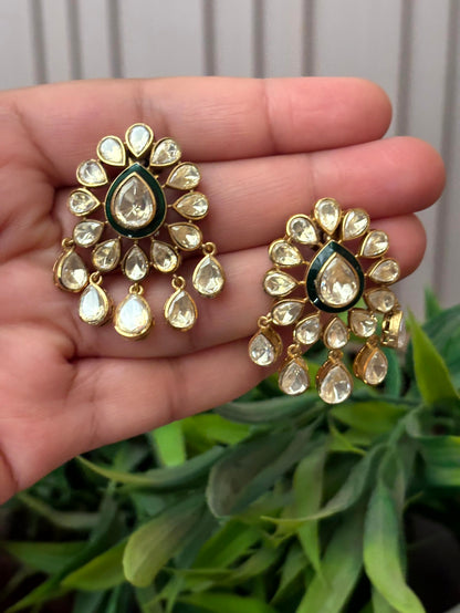 Mahira Royal Emerald Moissanite Earrings - 