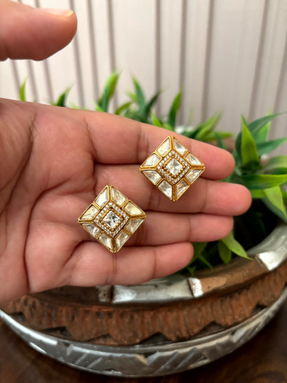Ruhani Crystal Diamond Stud Earrings - 