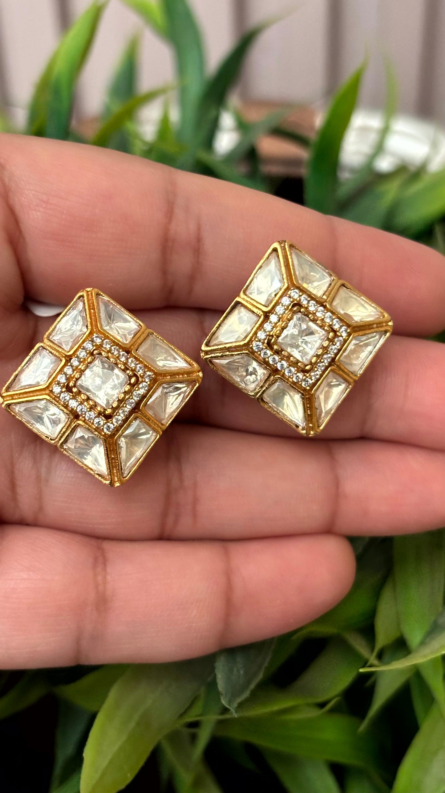 Ruhani Crystal Diamond Stud Earrings - 