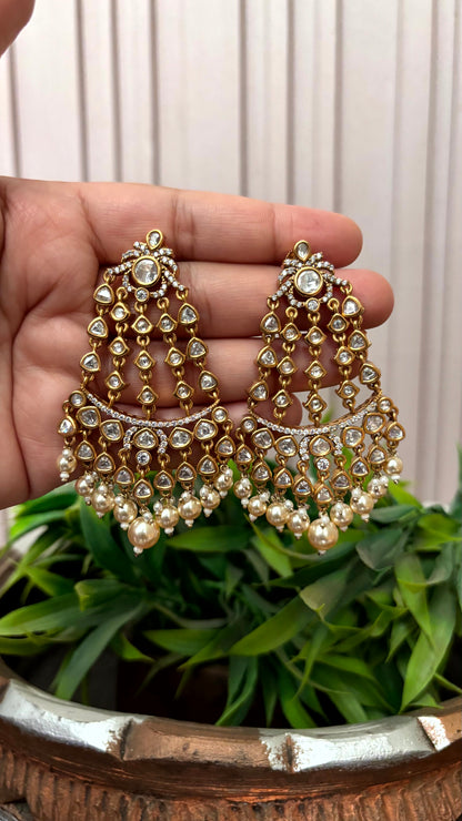 Mahira Pearl Chandbali Statement Earrings - 