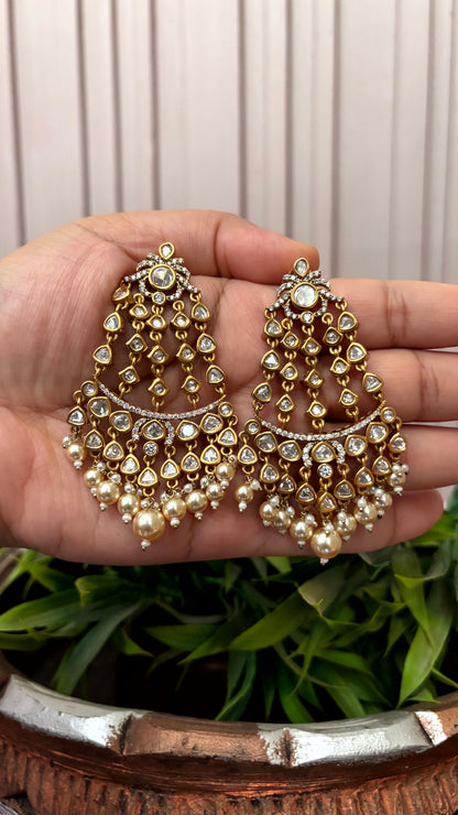 Mahira Pearl Chandbali Statement Earrings - 