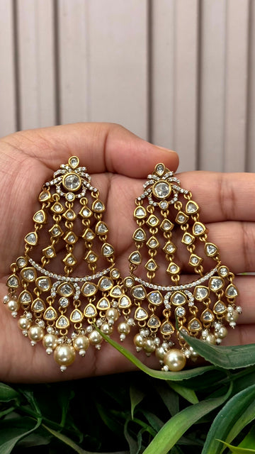 Mahira Pearl Chandbali Statement Earrings - 