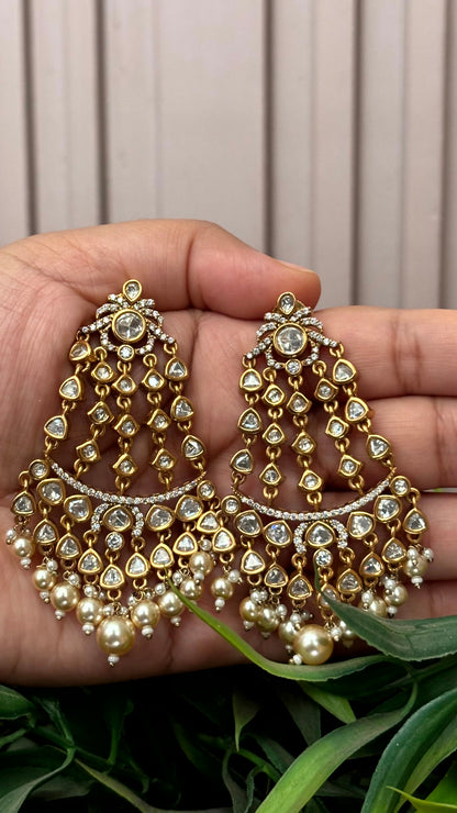 Mahira Pearl Chandbali Statement Earrings - 