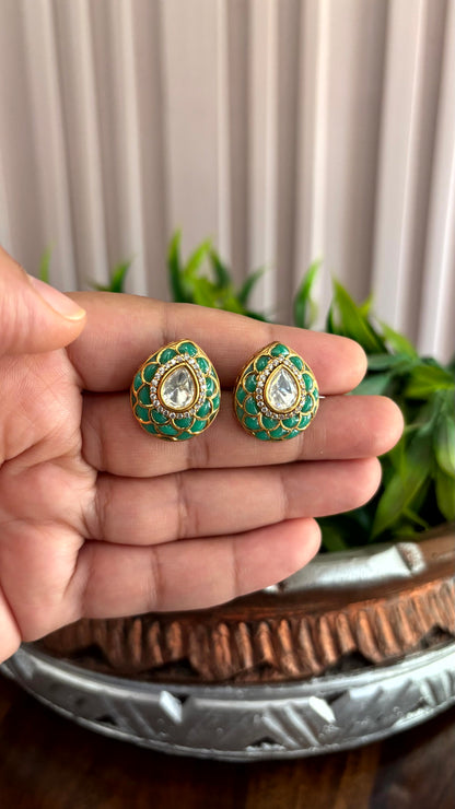 Inaaya Turquoise Teardrop Stud Earrings - 