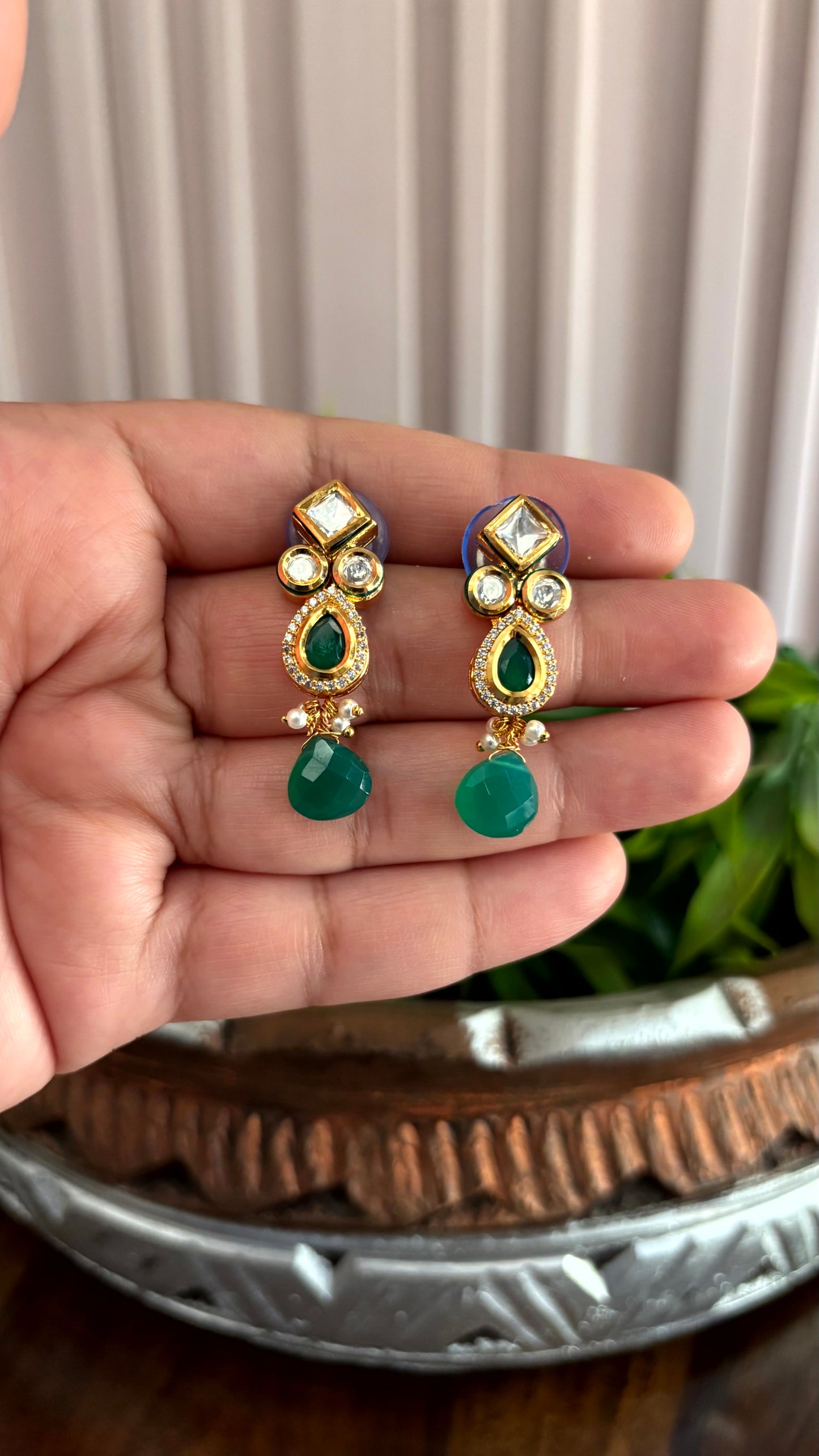 Kiara Emerald Drop Earrings - 