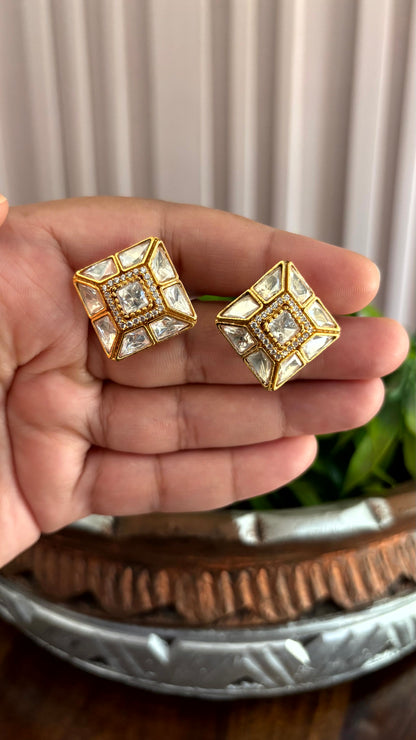 Ruhani Crystal Diamond Stud Earrings - 