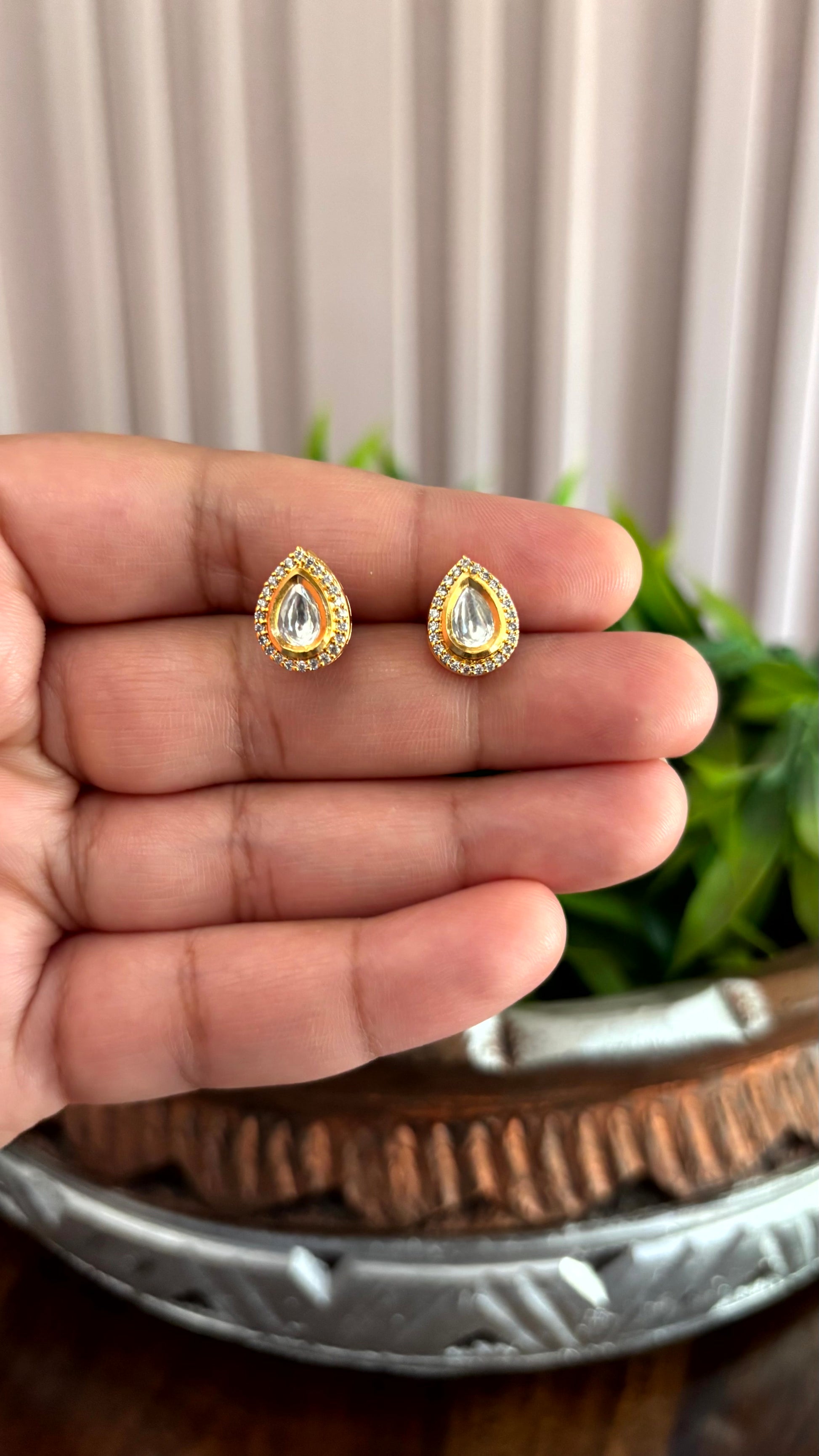 Sia Crystal Teardrop AD Stud Earrings - 