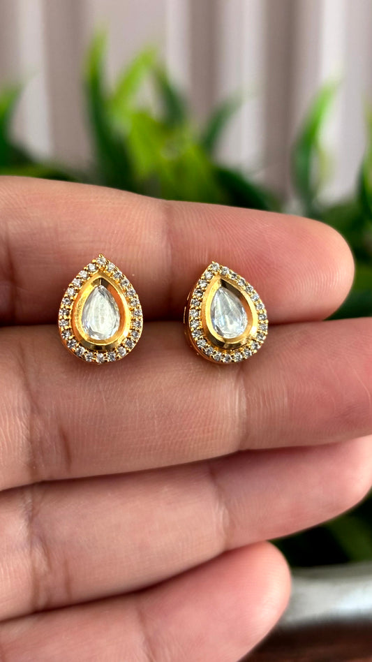 Sia Crystal Teardrop AD Stud Earrings - 