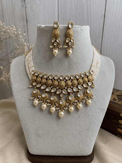 Devika Pearl Kundan Statement Necklace Set - NS120-VAJ