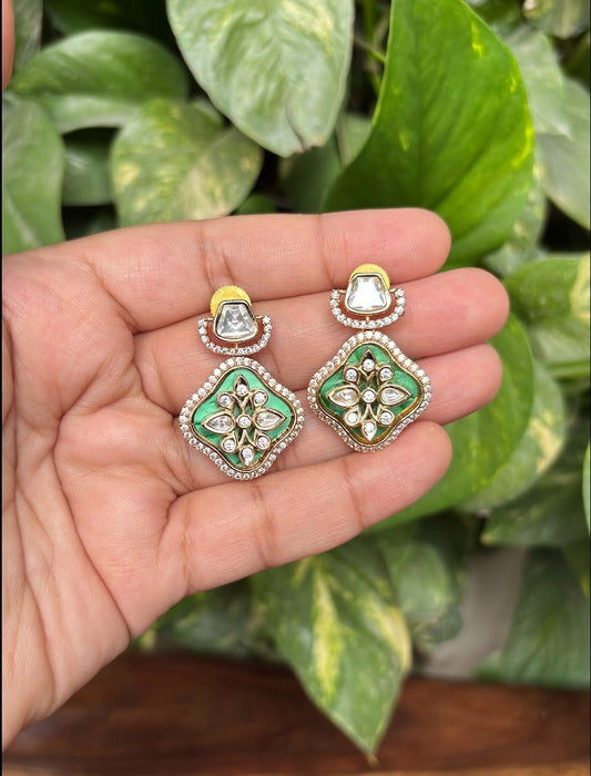 Riya Emerald Floral Studs - 