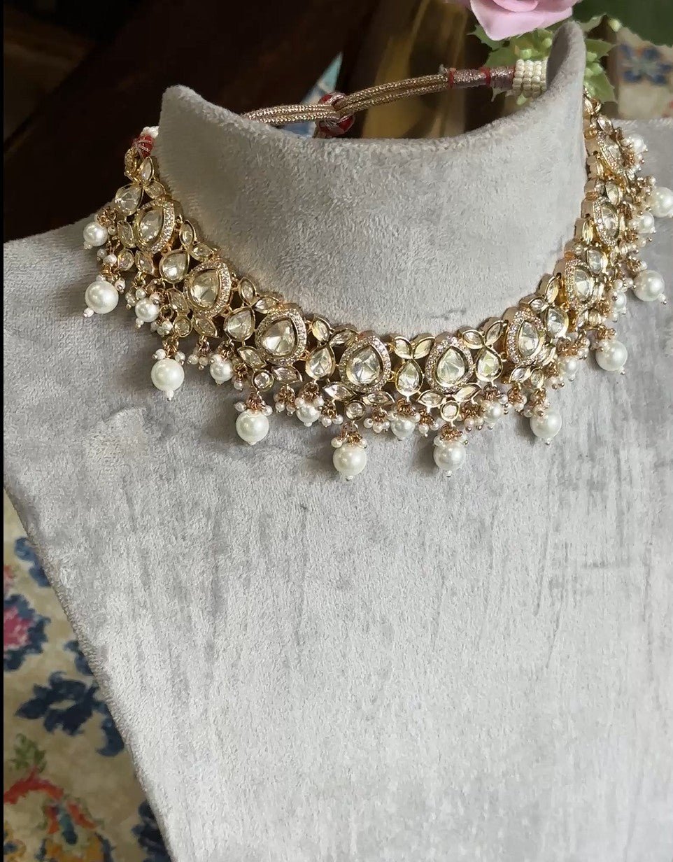 Zoya Pearl Moissanite Necklace Set - 