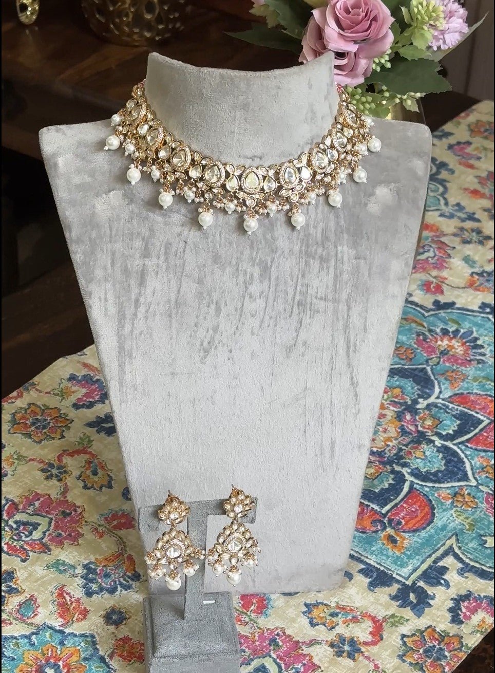Zoya Pearl Moissanite Necklace Set - 