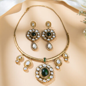 ruby polki kundan moissanite set