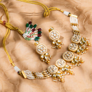 Peach Kundan Enamel Choker