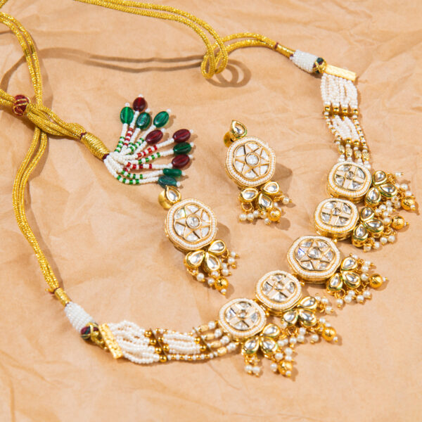 Peach Kundan Enamel Choker - Image 2