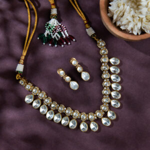 Regal Kundan Teardrop Necklace Set