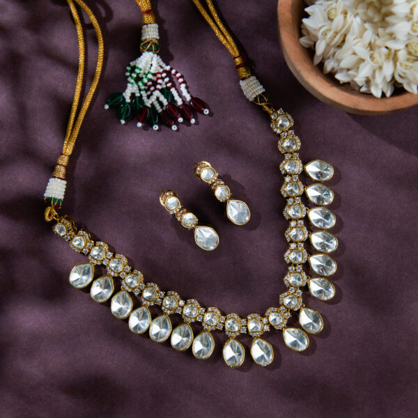 Regal Kundan Teardrop Necklace Set