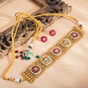Jaal Rajwada Ruby Choker Set