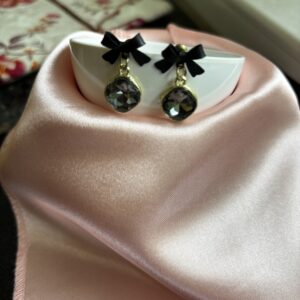 Black Bow Drop Earrings