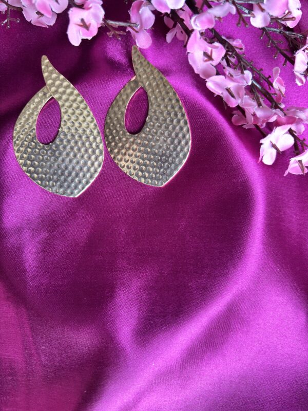Bold Hammered teardrop Earrings - Image 2