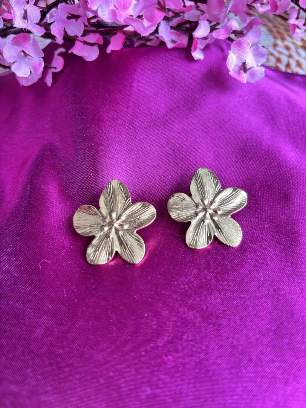 Gold Petal Anti Tarnish Earrings