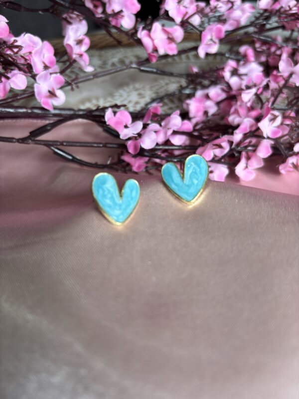 Aqua Heart Stud Earrings