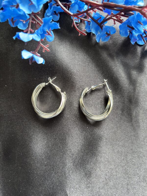 Twist Me Minimal Silver Hoops - Image 2