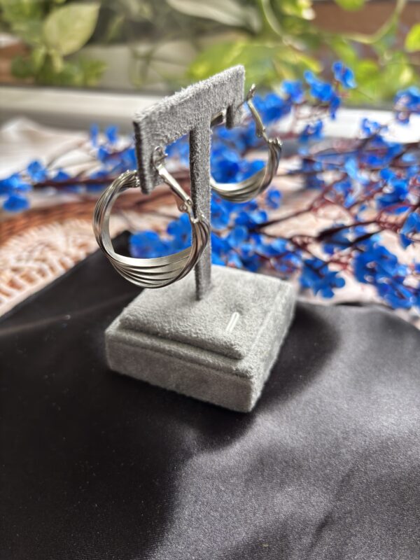 Twist Me Minimal Silver Hoops - Image 3