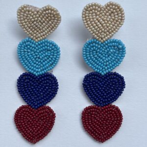 Blue Long heart Earrings