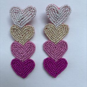 Pink Long heart Earrings