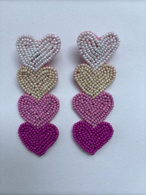 Pink Long heart Earrings