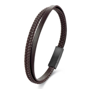 Brown slim leather bracelet ( 21cm)