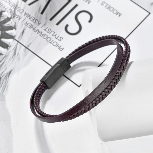 Brown slim leather bracelet ( 21cm) - Image 2