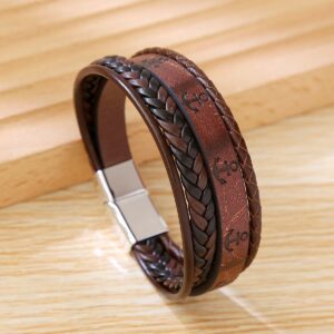 Coffee Brown layered leather bracelet
