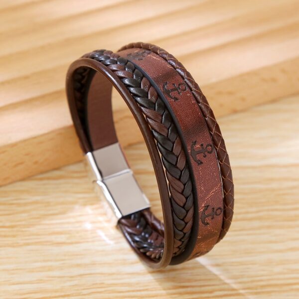 Coffee Brown layered leather bracelet