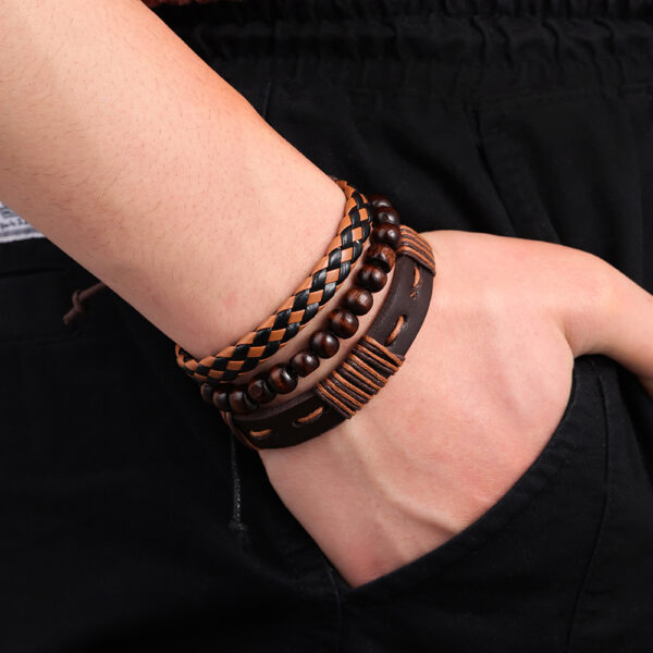 Vintage Style PU Leather Woven Wrap