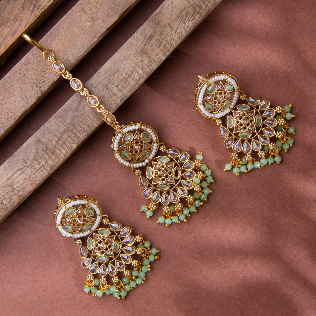 Anaya Kundan Maang Tikka Earring Set