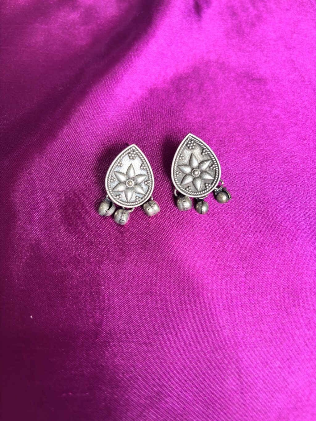 Kavya Leaf Bloom Oxidised Studs
