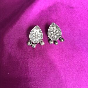 Kavya Leaf Bloom Oxidised Studs