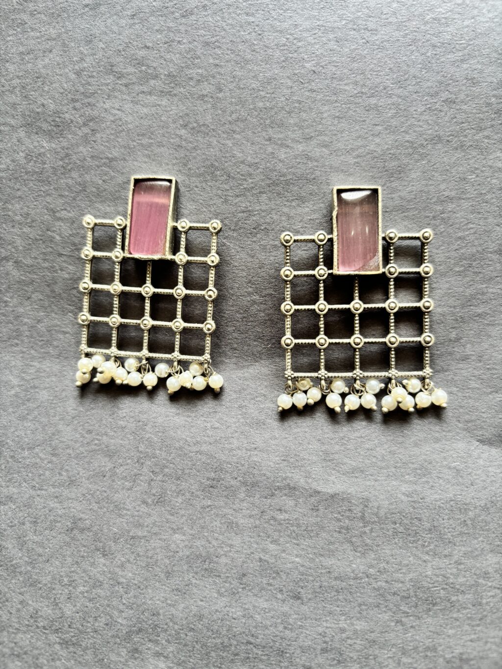 Blush Grid Gleam Studs - Image 2
